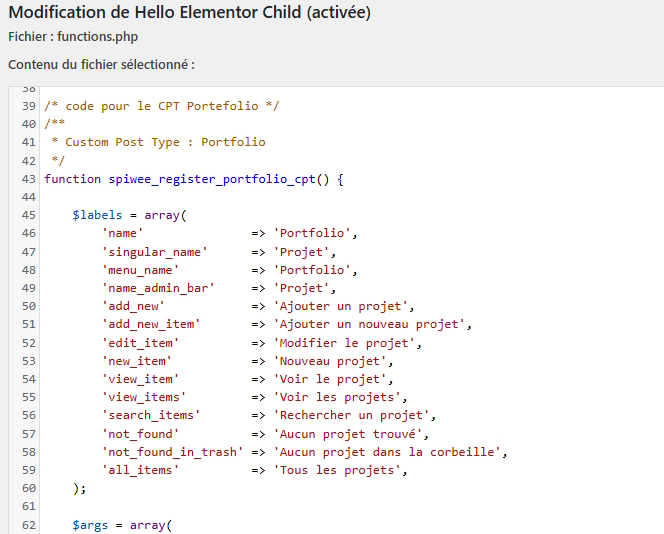 functions.php - Custom Post Type (CPT)