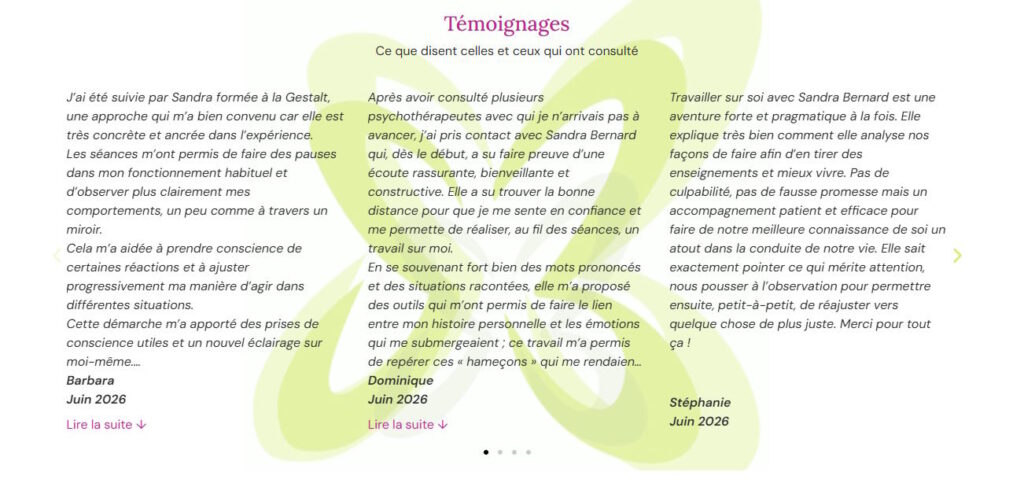 Témoignages Sandra Bernard